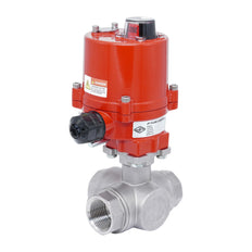 Válvula de Bola Eléctrica de 3 Vías T-Port de Acero Inoxidable Rp 3/4'' 100-240 V AC