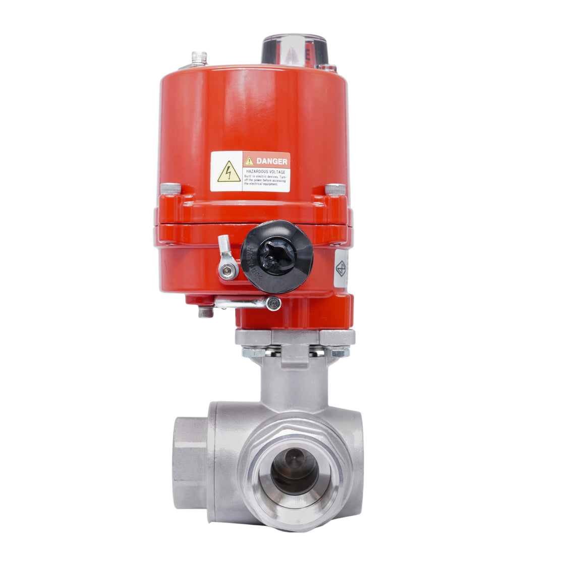 Válvula de Bola Eléctrica de Acero Inoxidable 3 Vías L-Port Rp 3/4'' 100-240 V AC