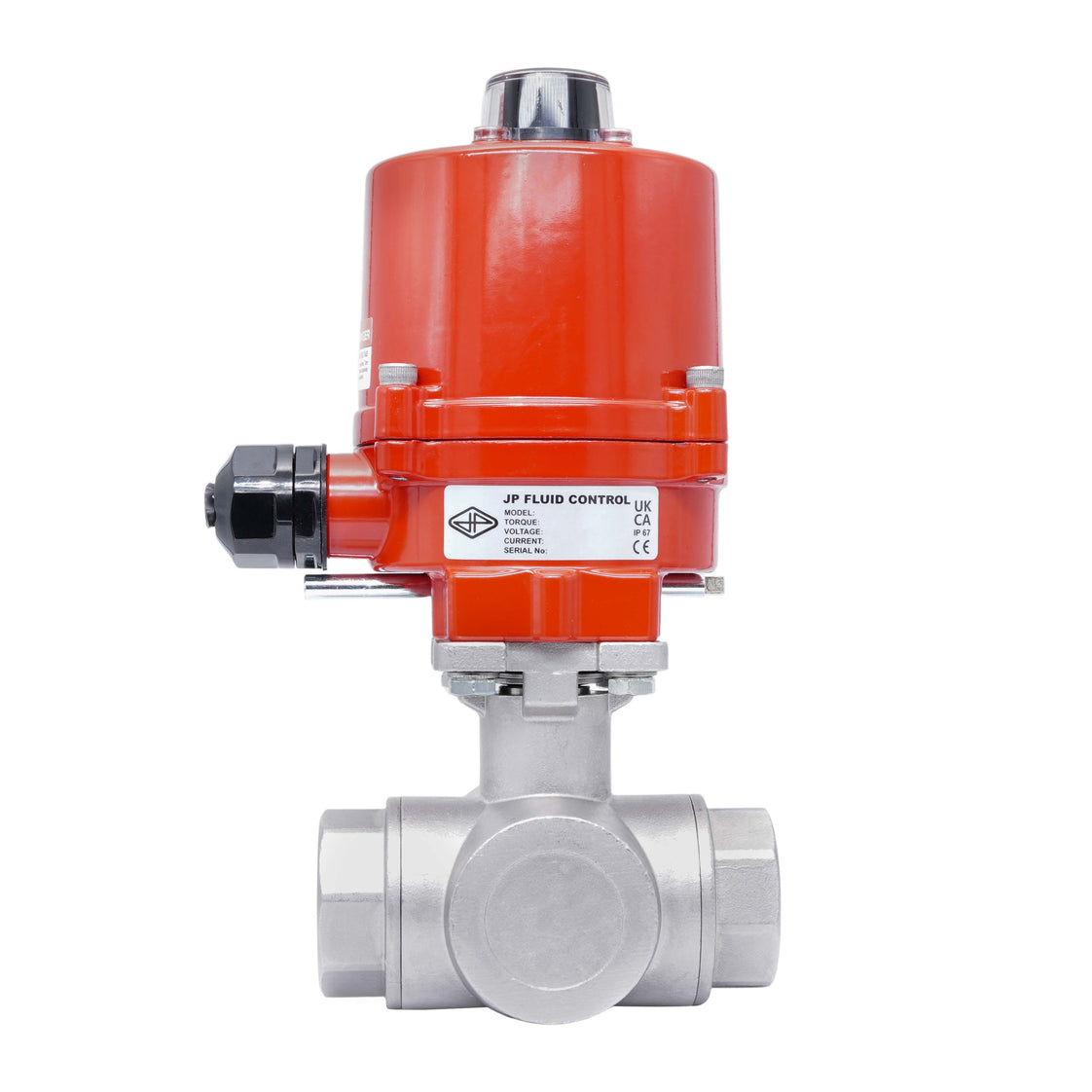 Válvula de Bola Eléctrica de Acero Inoxidable 3 Vías L-Port Rp 3/4'' 100-240 V AC