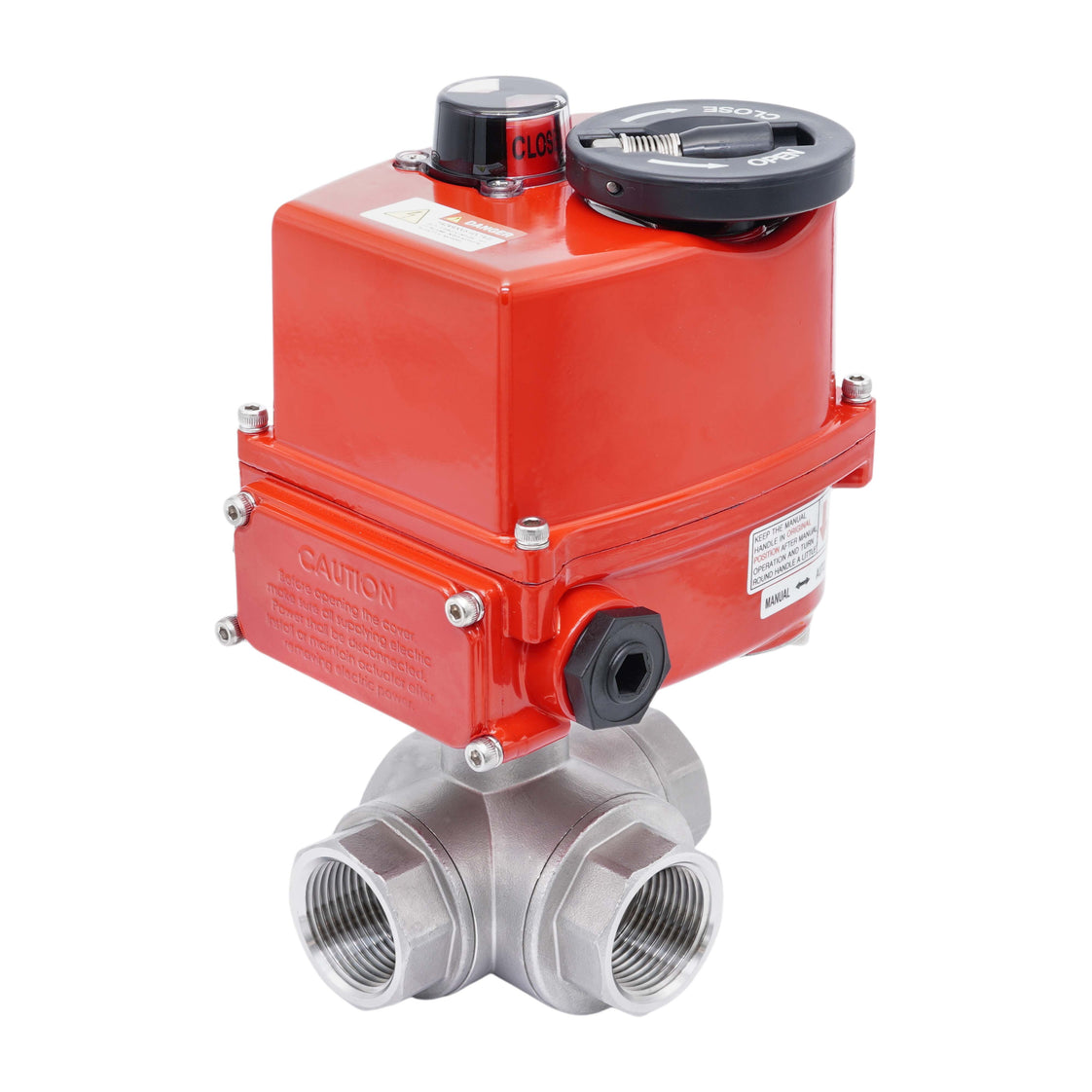 Válvula de Bola Eléctrica de 3 Vías T-Port de Acero Inoxidable Rp 1 1/4'' 100-240 V AC