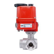 Válvula de Bola Eléctrica de 3 Vías T-Port de Acero Inoxidable Rp 1 1/4'' 100-240 V AC