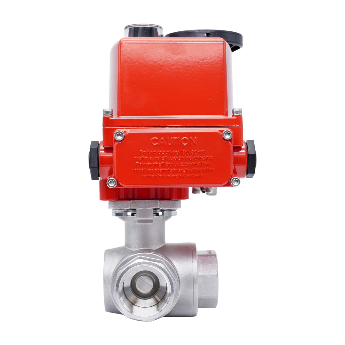 Válvula de Bola Eléctrica de 3 Vías T-Port de Acero Inoxidable Rp 1 1/4'' 100-240 V AC
