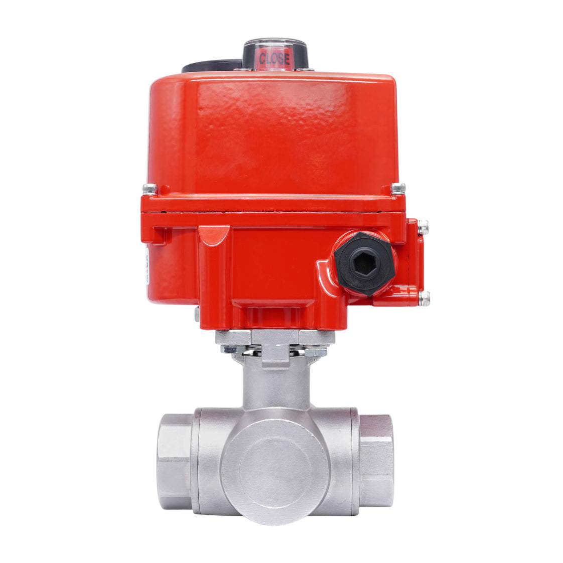 Válvula de Bola Eléctrica de Acero Inoxidable 3 Vías L-Port Rp 1 1/4'' 24 V AC/DC