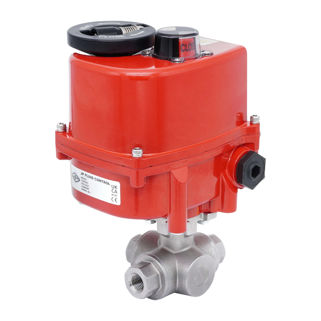 Válvula de Bola Eléctrica Modulante de Acero Inoxidable 3 Vías L-Port Rp 1/2'' 24 V AC/DC