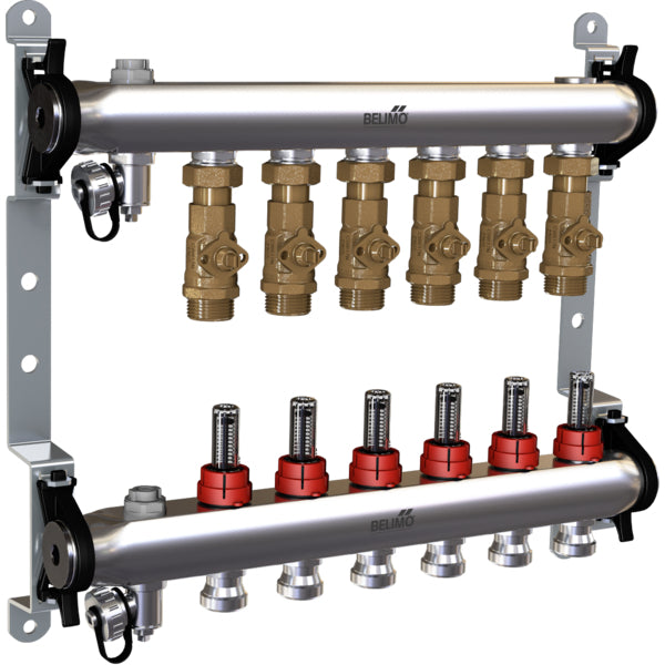 Colectores Belimo 6 X Válvulas De Zona 24VAC/DC 75s 2-10V 1Nm IP40 Terminal EM-ECQ-06F/CQ24A-SR-T
