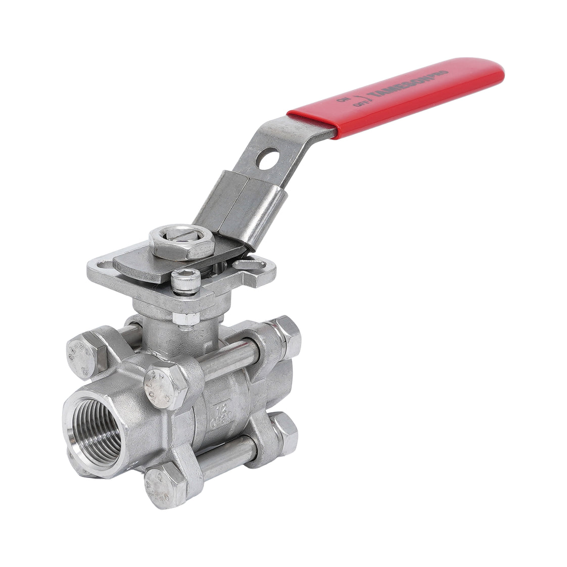 Rp 3/8'' 3 piezas de 2 vías válvula de bola de acero inoxidable 69 bar RTFE ISO-Top F03/F04 - TamesonPRO 1121-038