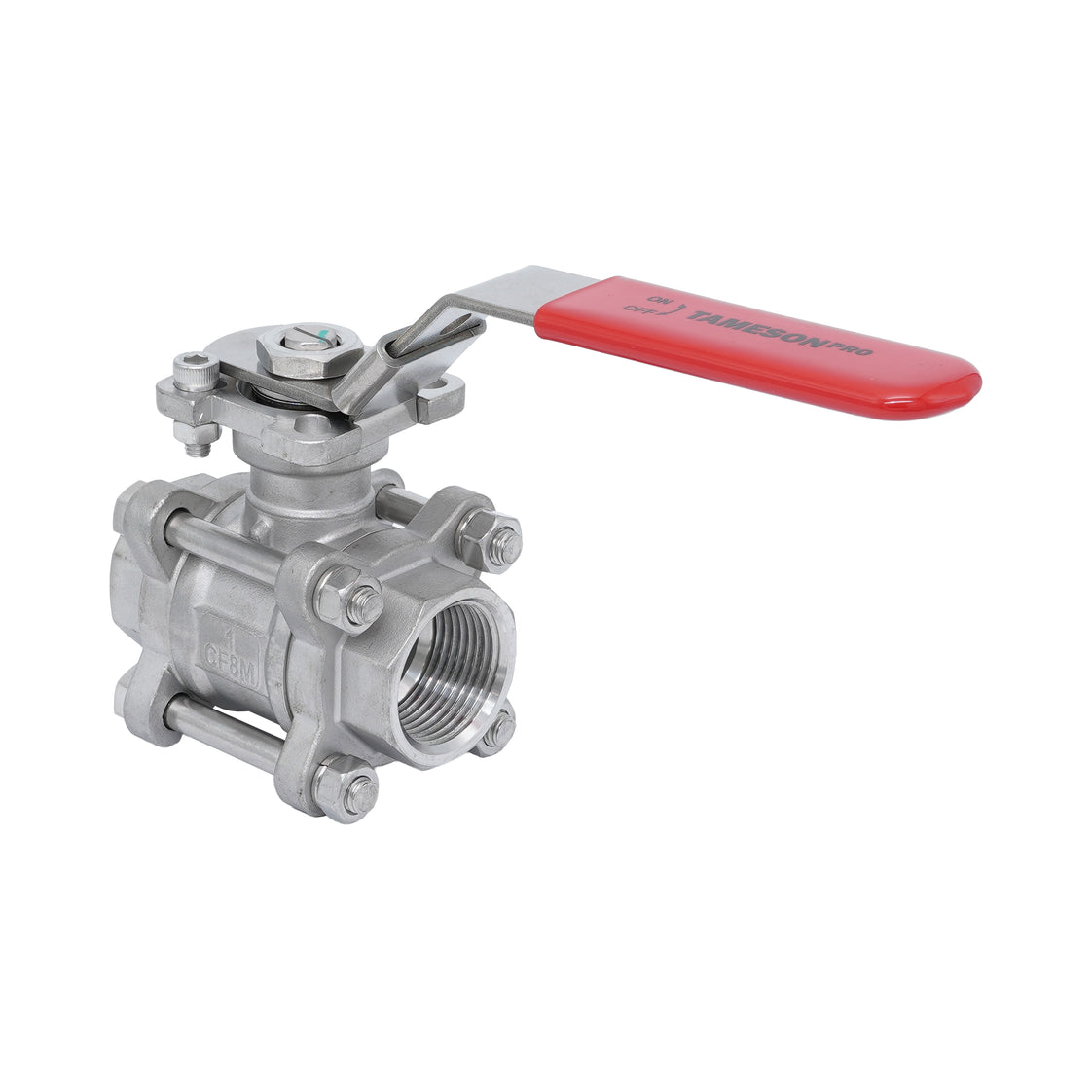 Rp 3/4'' 3 piezas de 2 vías válvula de bola de acero inoxidable 69 bar RTFE ISO-Top F03/F04 - TamesonPRO 1121-034