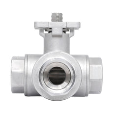 Rp 3/4'' 3 vías puerto en L válvula de bola de acero inoxidable 69 bar RTFE ISO-Top F04 - TamesonPRO 1125-034-L