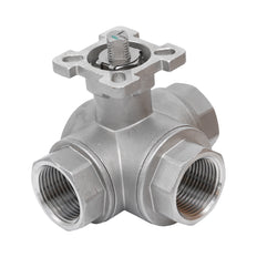 Rp 3/8'' 3 vías puerto en L válvula de bola de acero inoxidable 69 bar RTFE ISO-Top F04 - TamesonPRO 1125-038-L