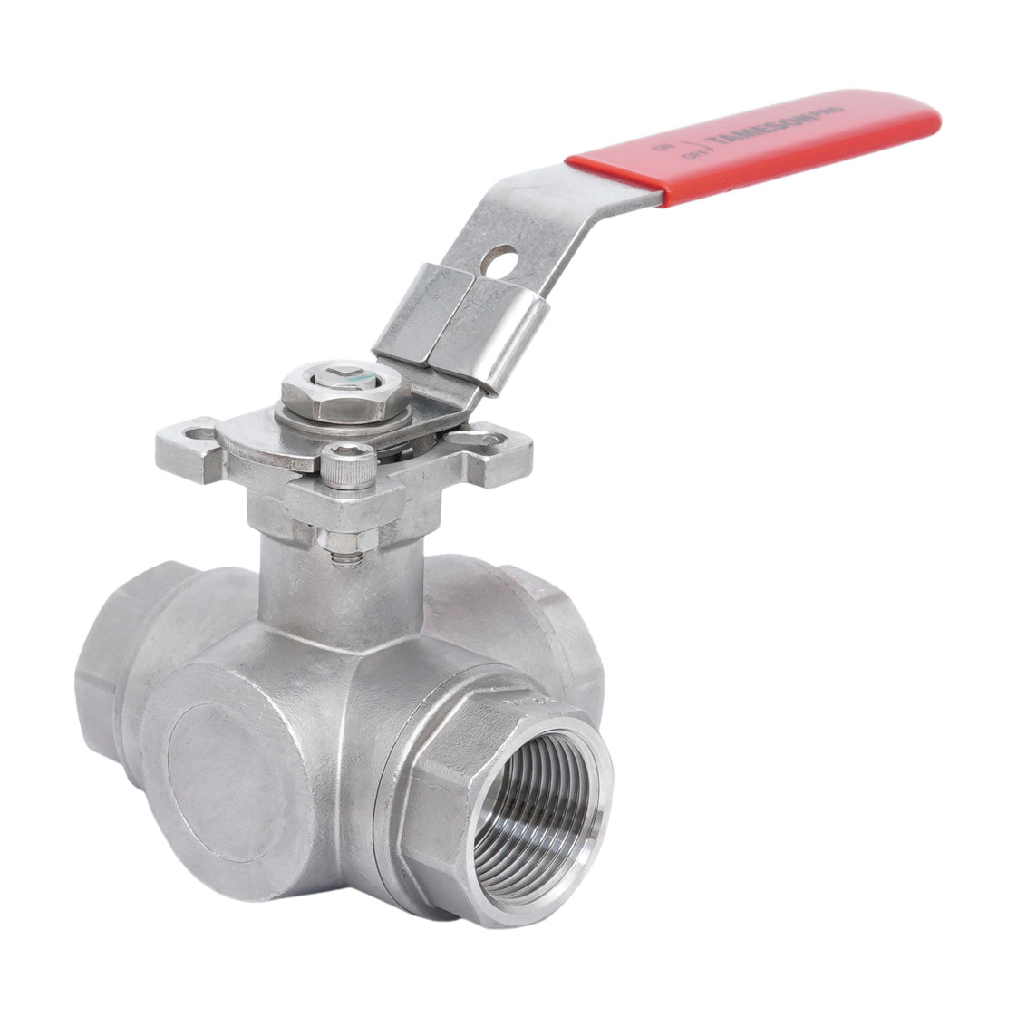 Rp 1-1/4'' 3 vías puerto en T válvula de bola de acero inoxidable 69 bar RTFE ISO-Top F05 - TamesonPRO 1125-114-T