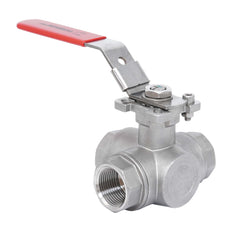 Rp 3/8'' 3 vías puerto en L válvula de bola de acero inoxidable 69 bar RTFE ISO-Top F04 - TamesonPRO 1125-038-L