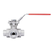 Rp 3/8'' 3 vías puerto en L válvula de bola de acero inoxidable 69 bar RTFE ISO-Top F04 - TamesonPRO 1125-038-L