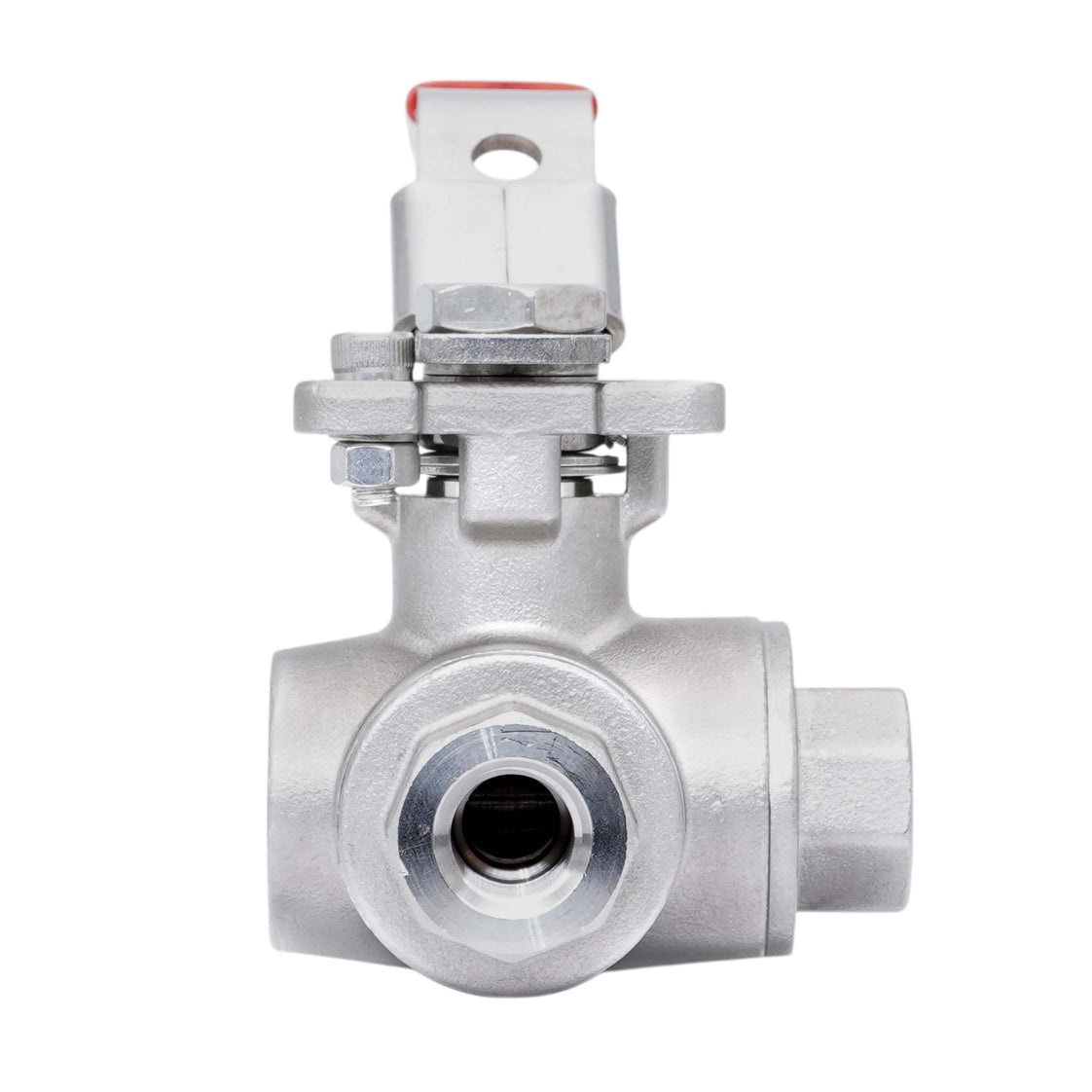 Rp 1/2'' 3 vías puerto en T válvula de bola de acero inoxidable 69 bar RTFE ISO-Top F04 - TamesonPRO 1125-012-T