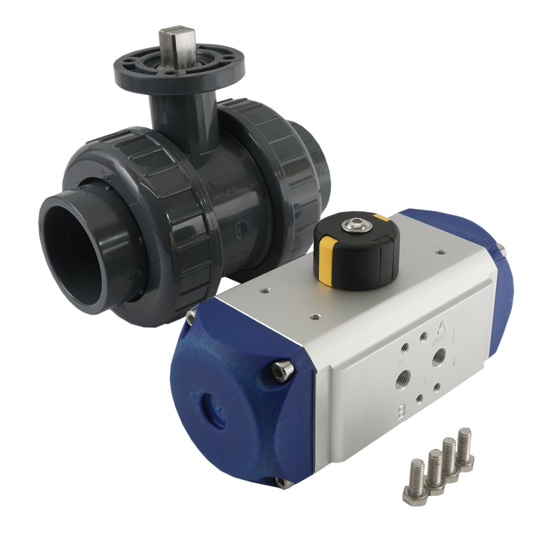 Válvula de bola neumática de PVC de 32 mm, 2 vías y doble efecto - VDL