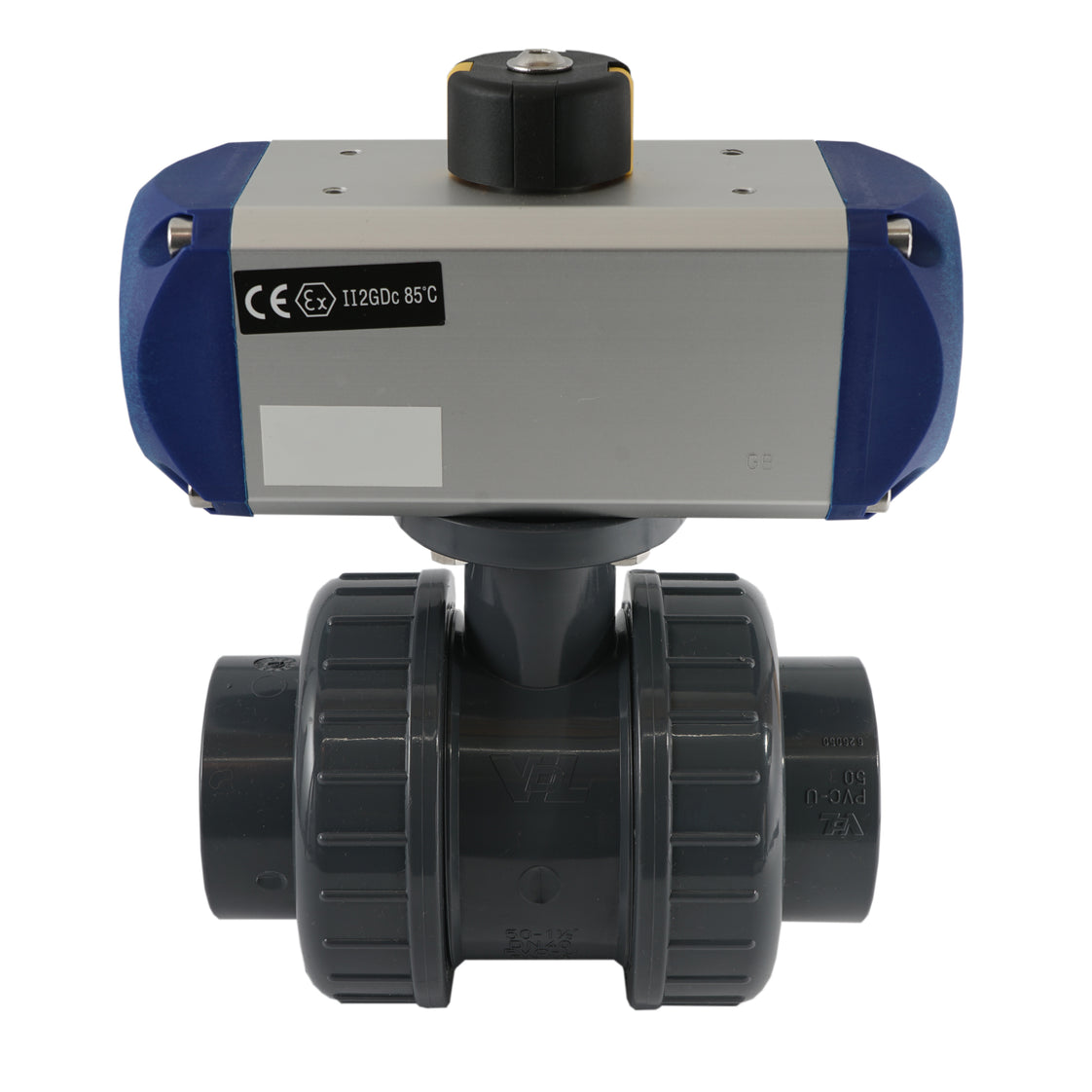 Válvula de bola neumática de PVC de 2 vías y doble efecto de 50 mm - VDL