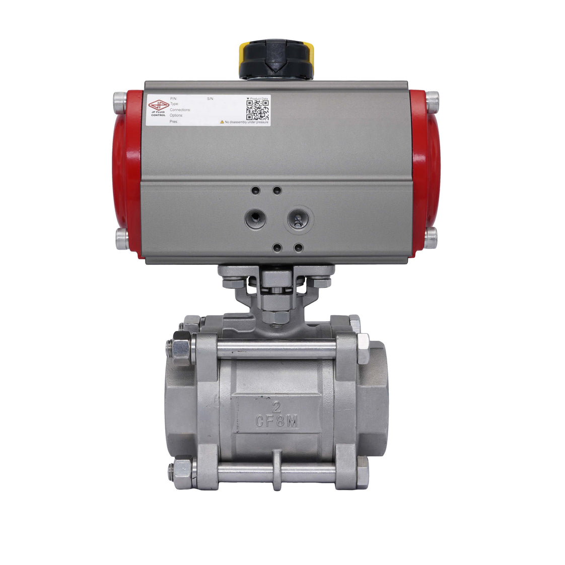 Válvula De Bola Neumática G1 1/2'' Acero Inoxidable Cierre Por Resorte