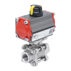 Válvula De Bola Neumática G1 1/4'' Acero Inoxidable Doble Efecto
