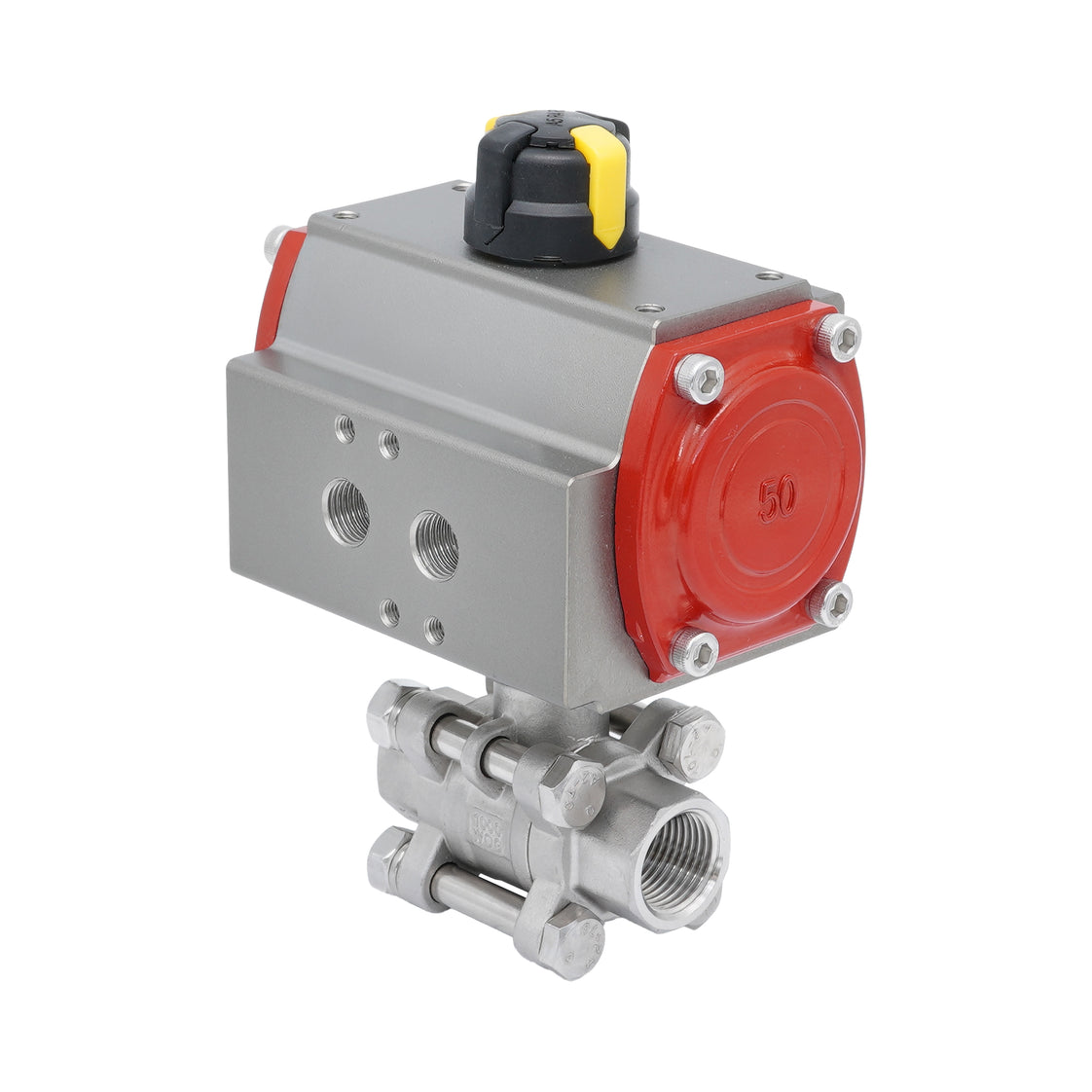 Válvula de Bola Neumática de Acero Inoxidable 2 Vías Rp 3/4'' Cierre por Resorte