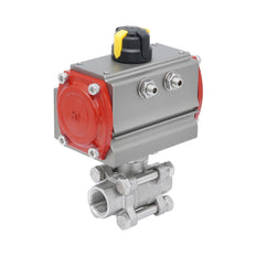 Válvula de Bola Neumática de Acero Inoxidable 2 Vías Rp 3/8'' Cierre por Resorte