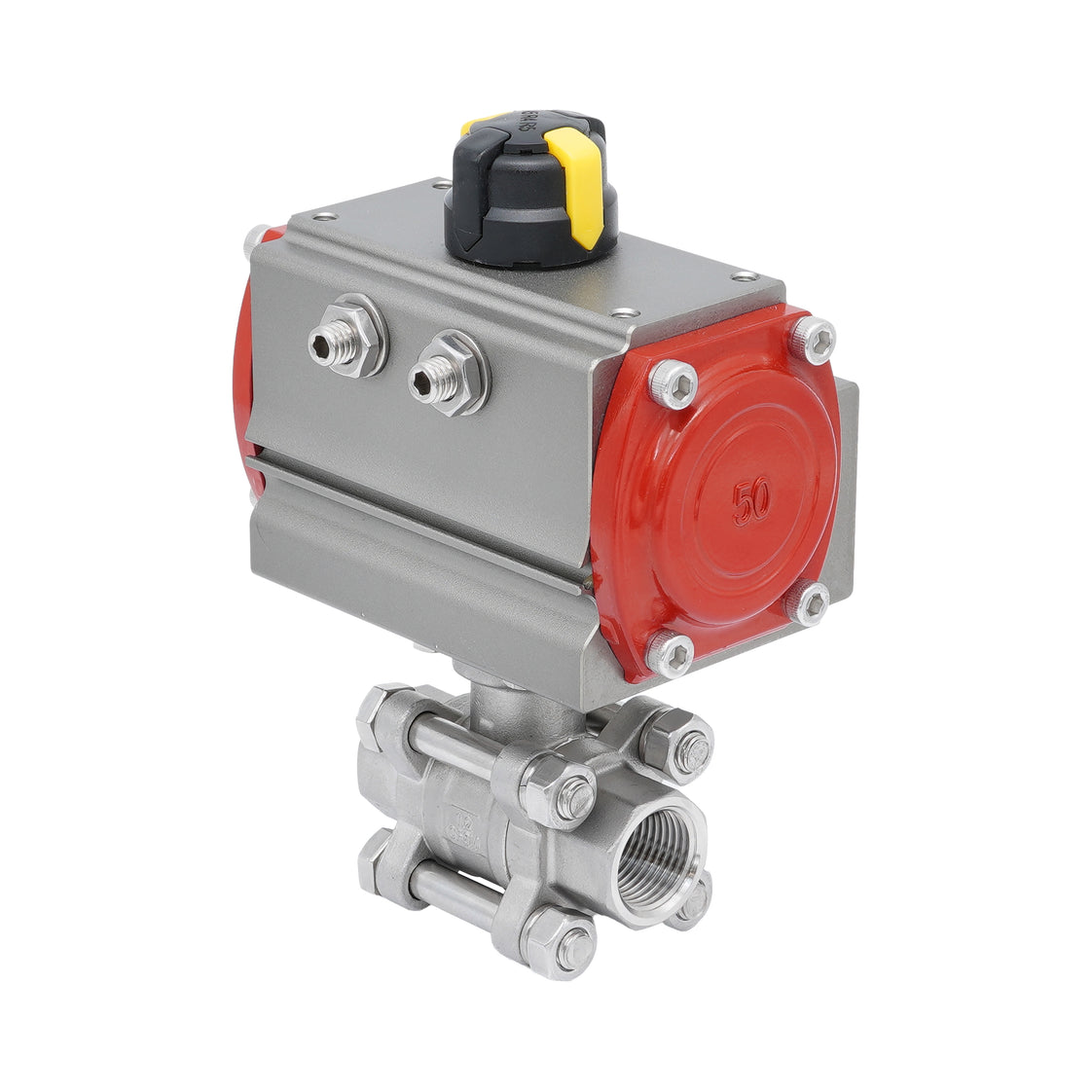 Válvula de Bola Neumática de Acero Inoxidable 2 Vías Rp 3/8'' Cierre por Resorte
