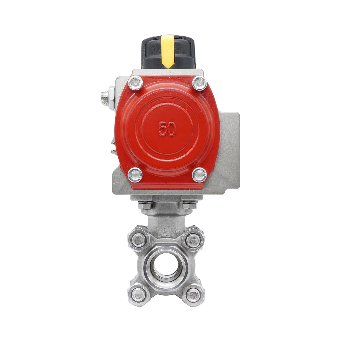Válvula de Bola Neumática de Acero Inoxidable 2 Vías Rp 1/4'' Cierre por Resorte