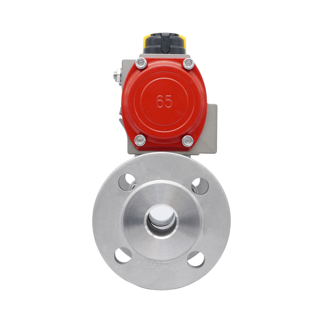 Válvula de Bola de Acero Inoxidable con Bridas Neumática 2 Vías de 3 Piezas DN15 PN40 Doble Efecto
