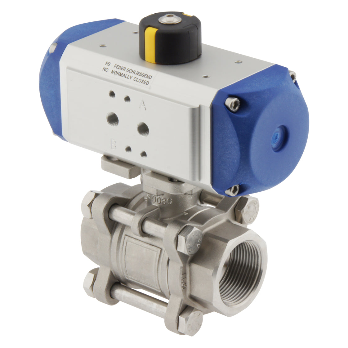 Válvula de bola neumática de 2 vías de acero inoxidable y muelle abierto G1'' - BL2SA3