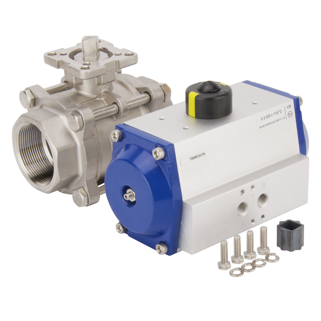 Válvula de bola neumática de 2 vías de acero inoxidable G1-1/2'' Cerrada por muelle - BL2SA3