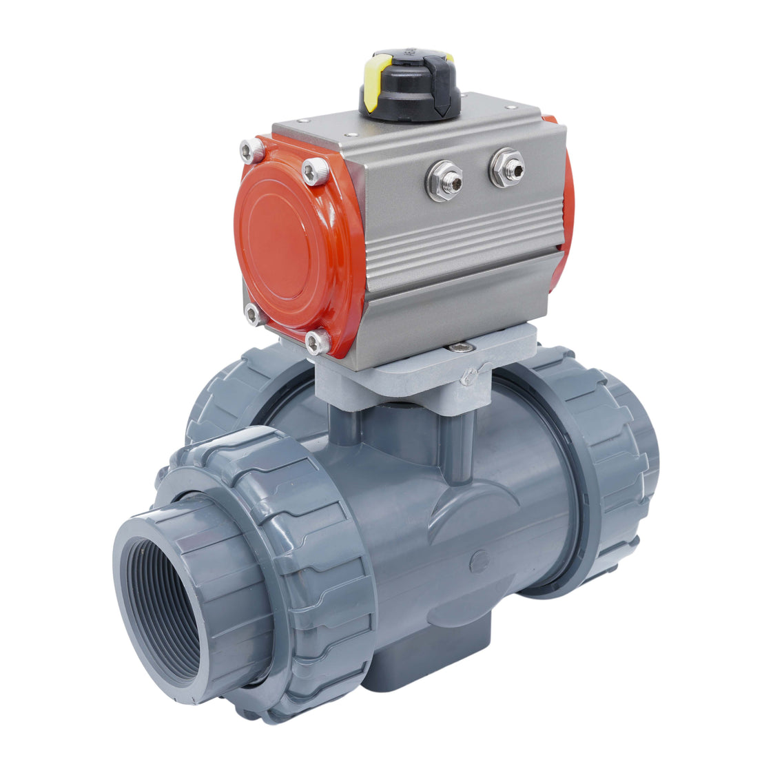 Válvula De Bola Neumática De 3 Vías G2'' Taladro En L PVC Apertura Por Resorte