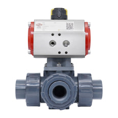 G1-1/4'' válvula de bola PVC neumática 3 vías taladro en L doble efecto