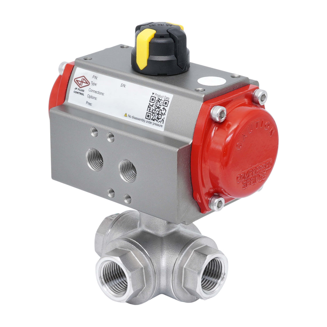 Válvula De Bola Neumática De 3 Vías G1/2'' Taladro En L Acero Inoxidable Doble Efecto