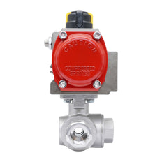 Válvula De Bola Neumática De 3 Vías G3/8'' Taladro En T Acero Inoxidable Doble Efecto
