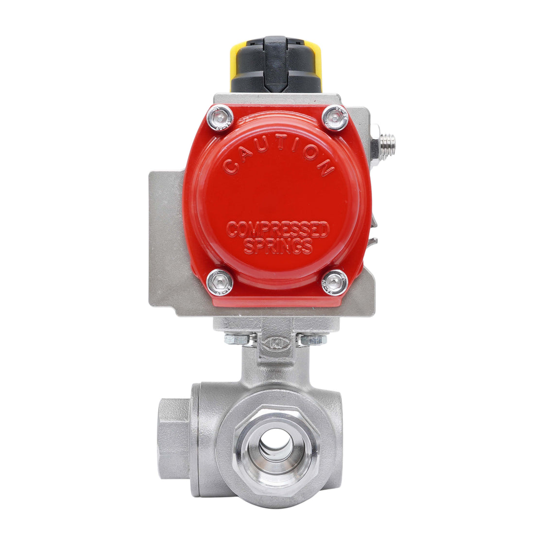Válvula De Bola Neumática De 3 Vías G3/4'' Taladro En L Acero Inoxidable Apertura Por Resorte