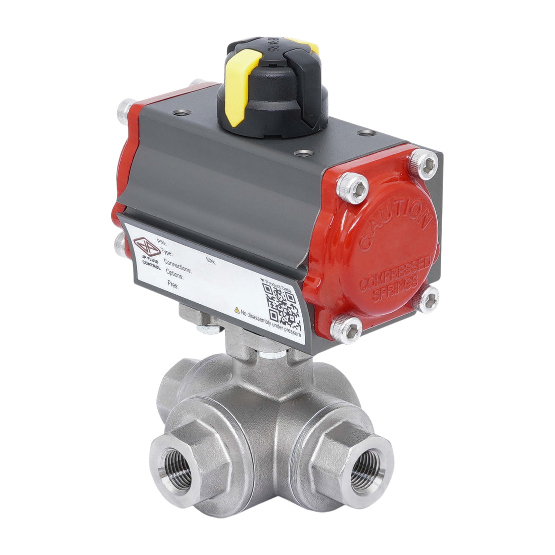 Válvula de Bola de Acero Inoxidable Neumática 3 Vías T-Port Rp 1'' Doble Efecto
