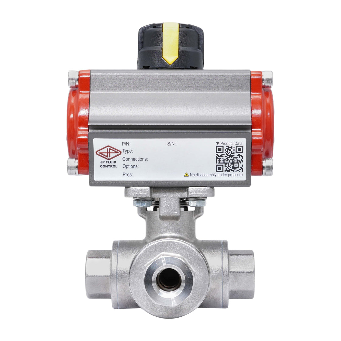Válvula de Bola de Acero Inoxidable Neumática 3 Vías T-Port Rp 1/2'' Doble Efecto