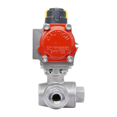 Válvula de Bola de Acero Inoxidable Neumática 3 Vías T-Port Rp 1 1/4'' Doble Efecto