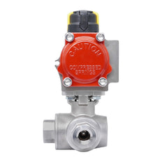 Válvula de Bola de Acero Inoxidable Neumática 3 Vías L-Port Rp 1/4'' Cierre por Resorte