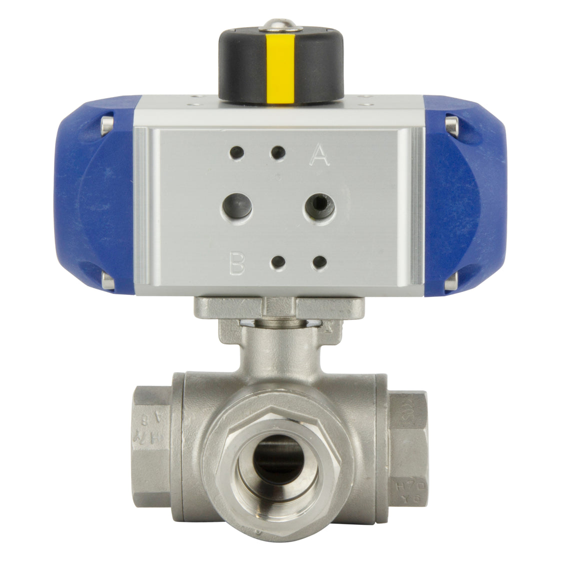 Válvula De Bola Neumática De Acero Inoxidable G1/2'' De 3 Vías T-port Con Resorte Cerrado - BL3SA