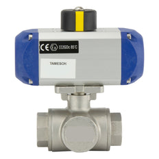 Válvula De Bola Neumática De Acero Inoxidable G1/2'' De 3 Vías T-port Con Resorte Cerrado - BL3SA