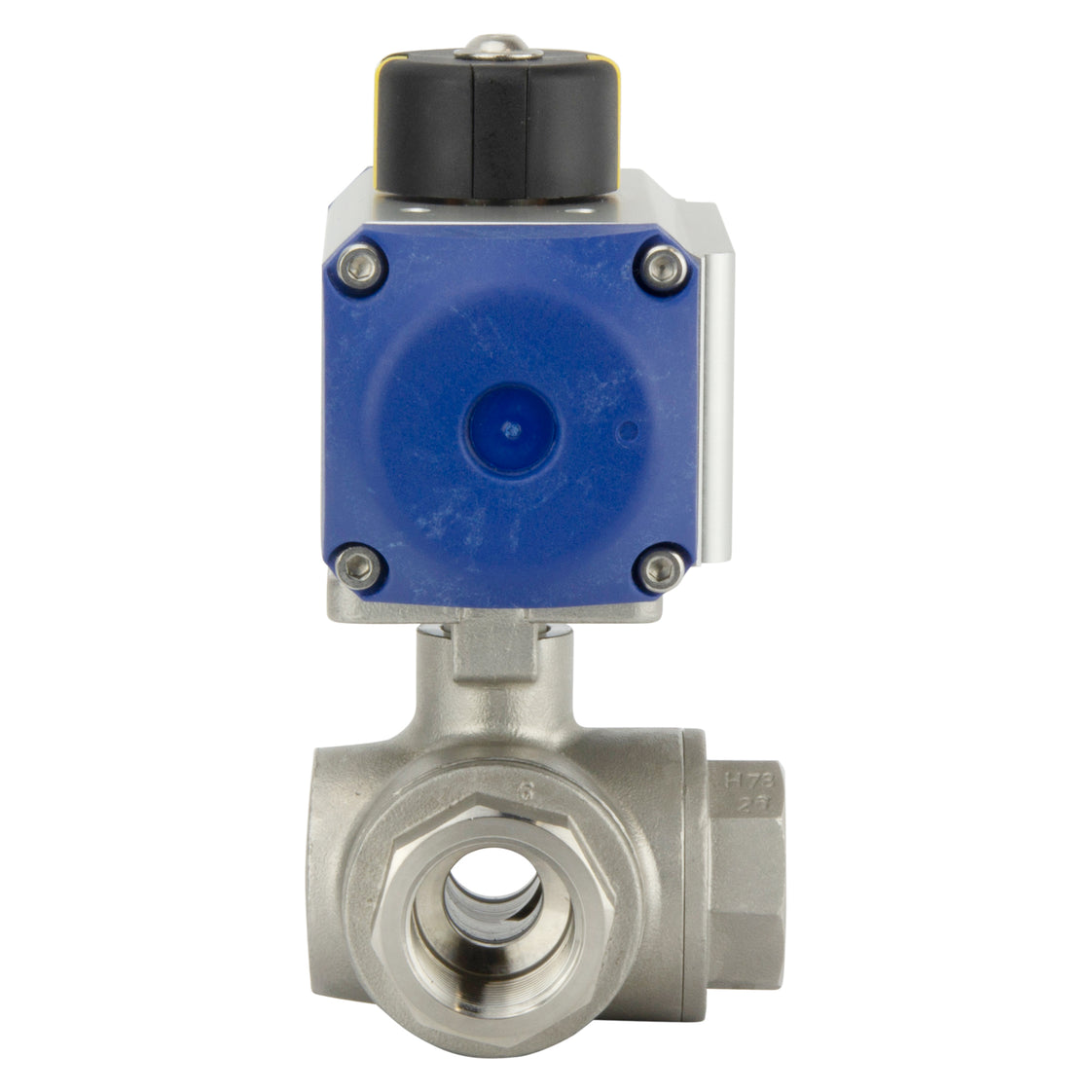 Válvula De Bola Neumática De Acero Inoxidable G1/2'' De 3 Vías T-port Con Resorte Cerrado - BL3SA