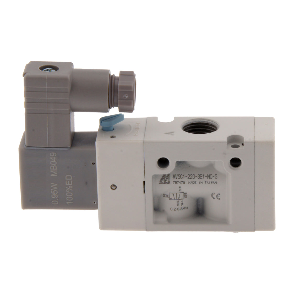 G1/4'' 24V DC 3/2 vías NC Válvula de solenoide 2-8bar MVSC1