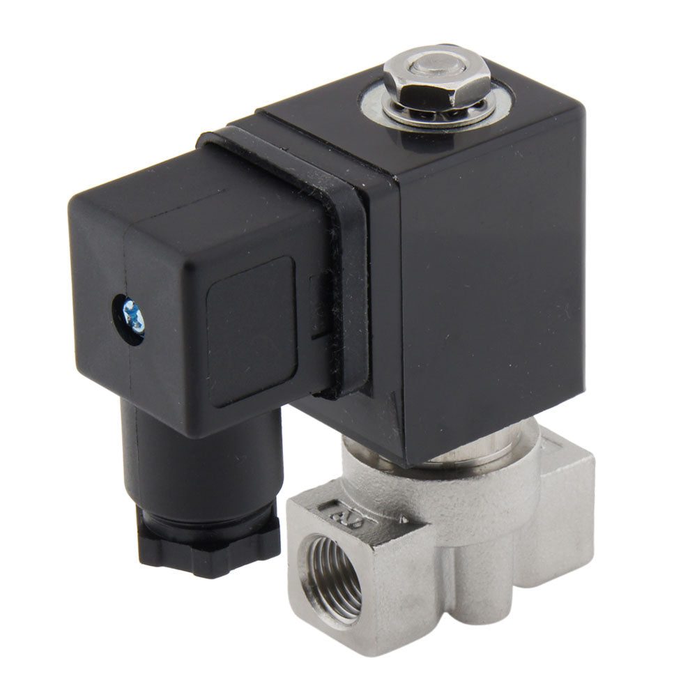 Electroválvula HP-DA 1/4'' Alta Presión Acero Inoxidable PTFE 4-100bar 230V AC