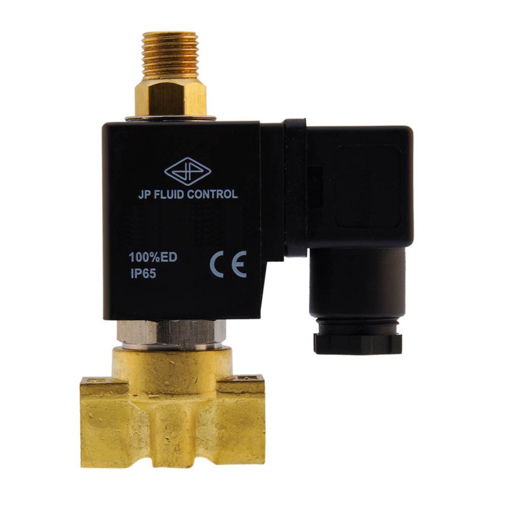 Electroválvula TW-DB 1/8'' 3/2 vías NO latón FKM 0-3bar 12V DC