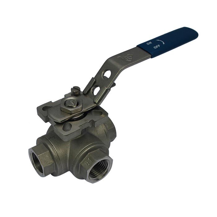 145T - G1/2'' 3-Way (T) Ball Valve Stainless Steel F/F/F ISO-Top