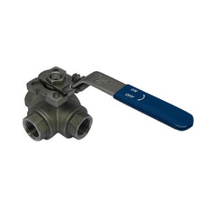 145T - G1/4'' 3-Way (T) Ball Valve Stainless Steel F/F/F ISO-Top