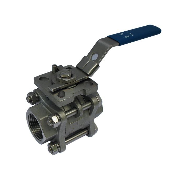 665 - G1'' 2-Way Ball Valve 3-Piece Stainless Steel Full Bore ISO-Top