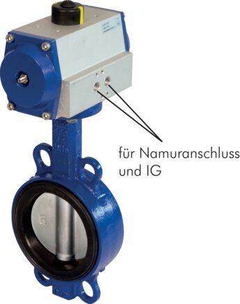 DN150 (6 inch) Wafer Pneumatic Butterfly Valve GG25-GGG40 polyamide-coated-EPDM Spring Closed - BFLW