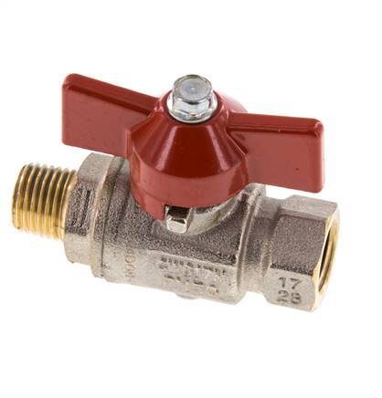 Male To Female R/Rp 1/4 inch Butterfly Handle 2-Way Brass Ball Valve