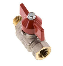 Male To Female R/Rp 1/4 inch Butterfly Handle 2-Way Brass Ball Valve