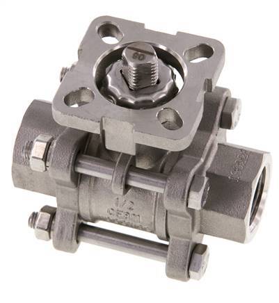 G1/2'' 2-Way Stainless Steel Ball Valve 3-Piece Full Bore ISO-Top - BL2SA3